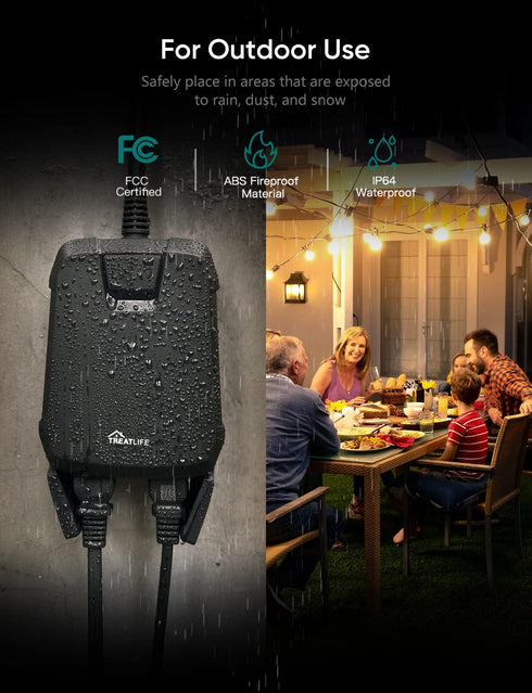 TREATLIFE Outdoor Smart Plug with 2 Individual Control Outlets, IP64 Weather Resistance, Smart Home Outlet Timer Compatible with Alexa, Google Hom...