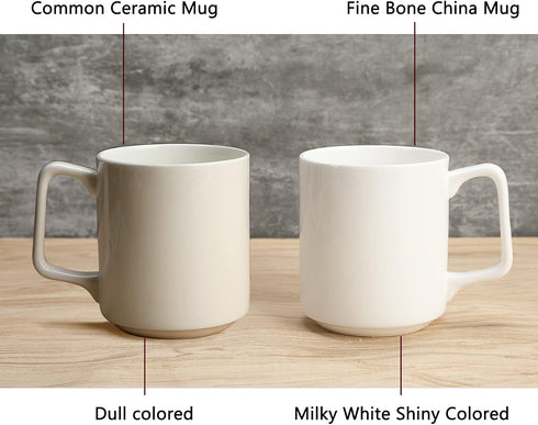 Fine Bone Ceramic Coffee Mugs Set of 2 with Handles for Hot Beverages Coffee Cappuccino Latte Cocoa Tea Perfect for Home (15oz)...