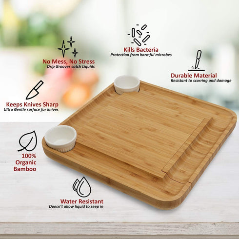 Bamboo Charcuterie Boards Cheese Board Set Premium Large Cheese Platter & Serving Tray 4 Stainless Steel Knife House Warming Gifts New Home Housew...