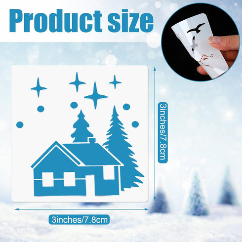 100 Pieces Winter Forest Stencil Template for Painting Reusable Drawing Stencils Animal Plant Stencil, Stencils for Painting on Wood Craft Supplie...