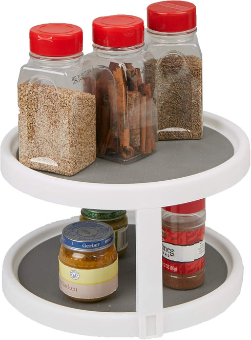 Mind Reader Herb and Spice Rack, Revolving Kitchen Storage Rack, Lazy Susan Countertop Organizer, White...