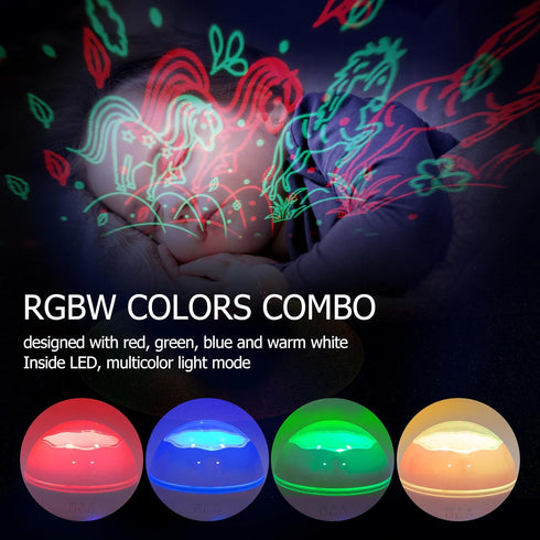 Cute Horses Projector with 10H Timer, RGBW LED Horse Night Light, 360° Rotation, USB/Battery Operated, Gifts for Baby, Kids, Girls, and Women Bedr...