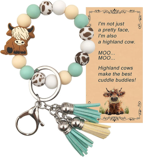 Silicone Beaded Keychain Wristlet Bracelet,Key Wrist Jesus Cross Keychains for Women Girls...