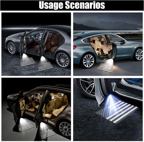 2PCS Car Door Lights Logo Projector, Wireless Car Door Logo Light, LED Welcome Courtesy Light Ghost Shadow Projector Lamp, Holeless Magnet Sensor ...