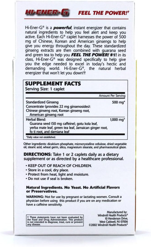 Hi-EnerG Triple Ginseng Energy Supplement, 500 mg, 20 servings...