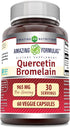 Amazing Nutrition Quercetin 800 Mg with Bromelain 165 Mg Veggie Capsules Supplement | Non-GMO | Gluten Free | Made in USA | Suitable for Vegetaria...