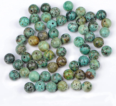 Bymitel 140Pcs Natural Crystal Beads Stone Gemstone Round Energy Healing Loose Beads with Stretch Cord for Jewelry Making Bracelets Anklets (Afric...