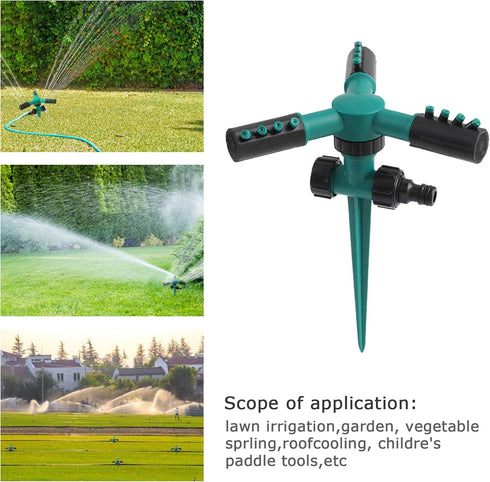 Garden Sprinkler Lawn Sprinkler Large Area Coverage, Adjustable 360 Degree Rotating, Weighted Gardening Watering System (Green)...