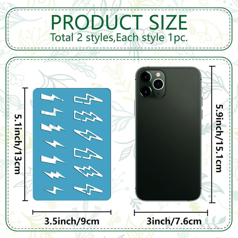 GORGECRAFT 2 Styles Lightning Bolt Stencil Jewelry Shape Template Reusable Thunderbolt Leather Earring Templates Weather Design Stencils for Brace...