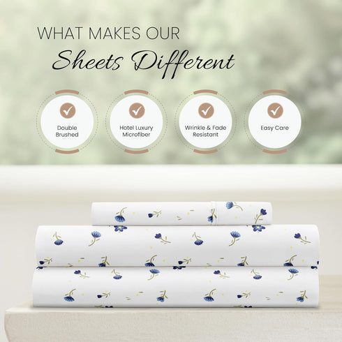 Linen Market Double-Brushed Patterned Microfiber Twin Sheet Set 3 Piece – Oeko-TEX Certified Ultra Soft & Wrinkle-Free - 16" Deep Pocket Sheets - ...