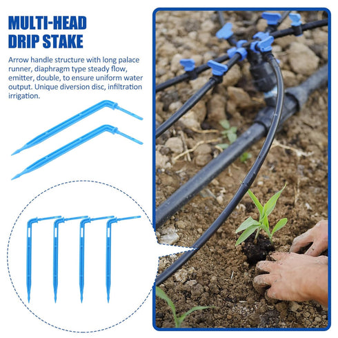 100pcs Automatic Drip Irrigation System Automatic Drip Waterer Dripper Drop Blue Dripping Water Drip Emitter Stakes Automatic Drip Irrigation...