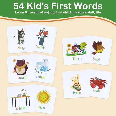 Word Spelling Game, Matching Letter Game for Kids, Fast-paced Word Race Cube Game, 54pcs Flash Cards Alphabet Blocks, Preschool Learning Education...