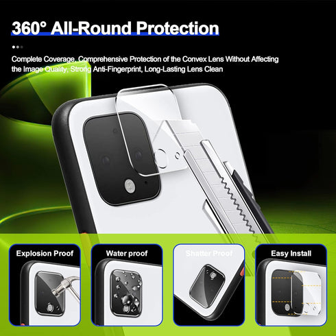 2 Pack Tempered Glass Screen Protector for Google Pixel 4 - and 2 Pack Camera Lens Protector?HD Clarity??Anti-Scratch??Case Friendly??Anti-fingerp...