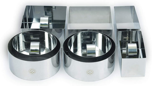 NewlineNY Stainless Steel Dessert Rings (12 Pcs) Round Square Rectangular Appetizers Molded Salads, Cakes Mousse Molding Layering Cake Cutter...