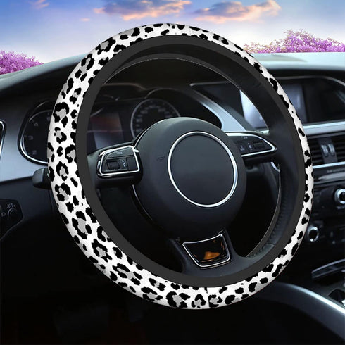 Swono Leopard Print Non-Slip Steering Wheel Cover Wild Animal Snow Leopard Neoprene Car Steering Wheel Covers Grip Automotive Steering Wheel Prote...