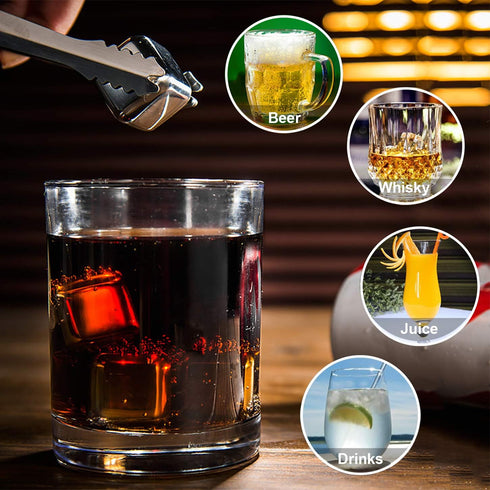 DERNORD Exclusive Stainless Steel Whiskey Stones - High Cooling technology Ice Cubes Chilling Rocks Reusable Wine Stone Durable Beer Drink Freezer...