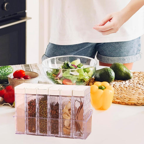 12 PCS Spice Shaker Jars, Salt and Pepper Shakers Set, Seasoning Shaker Boxes Condiment Set, Plastic Spice Dispenser Cases Clear Seasoning Storage...