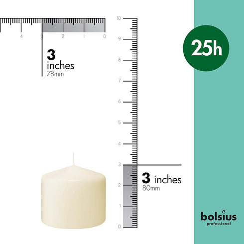 BOLSIUS 6 Ivory Pillar Candles Bulk - 3x3 Inches Candle Set - 25+ Hours Clean Burning - No Palm Oil - 0% Animal Fat - Premium European Quality - U...