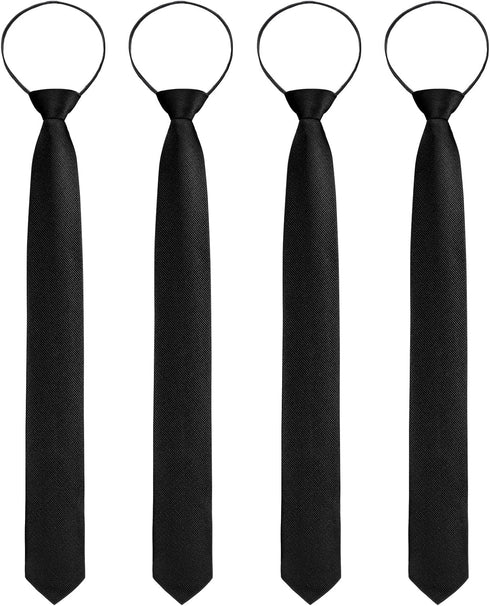 Xinnun 4 Pieces Zipper Ties for Men Adjustable Men's Neckties Zip on Tie for Men Zipper Skinny Necktie Clip on Slim Tie...