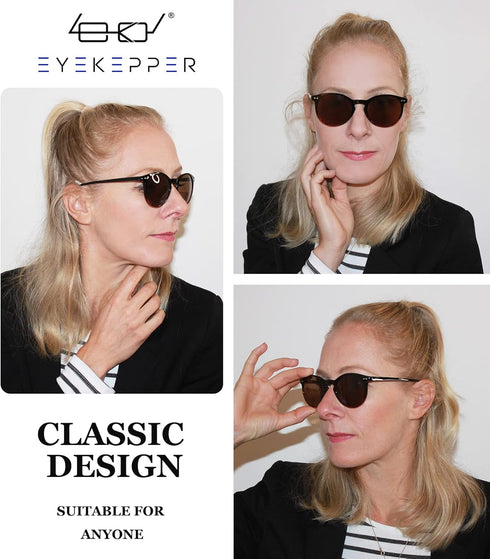 Eyekepper Key Hole Style Spring-Hinged Round Bifocal Sunglasses Sunshine Readers Black-Tortoise +2.0...