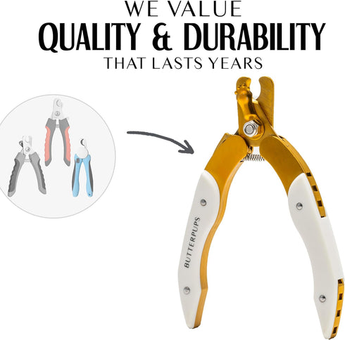 Professional Luxury Stainless Steel Dog Nail Clipper with Faux Leather Case, includes Safety Guard for Easy and Precise Cutting to Avoid Over Cutt...