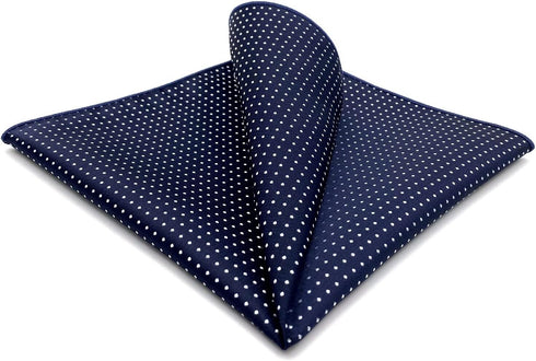 S&W SHLAX&WING Men Tie Necktie Dark Blue Navy Dot Extra Long Matching Pocket Square...