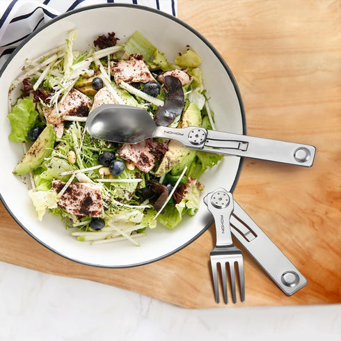 Roxon C2 Camping Utensil 2 in 1 Detachable Folding Cutlery with Fork & Spoon for Outdoor, Camping, Hiking, Easy to Carry Highly Practical Tablewar...