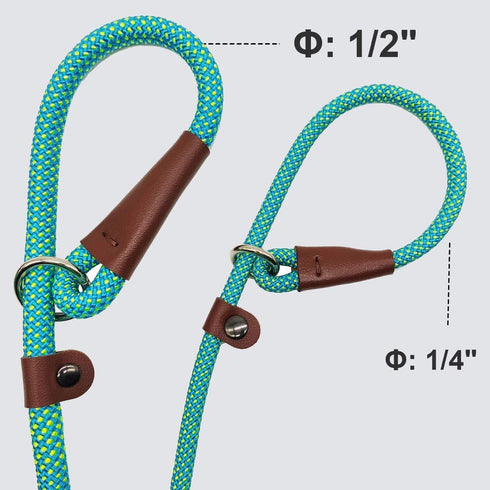 BTINESFUL 7FT Slip Lead Dog Leash, Strong Nylon Rope Leash, 1/4 & 1/2 inch Diam Dog Training Lead for Small Medium Large Dogs (1/2" * 7 FT, Green ...