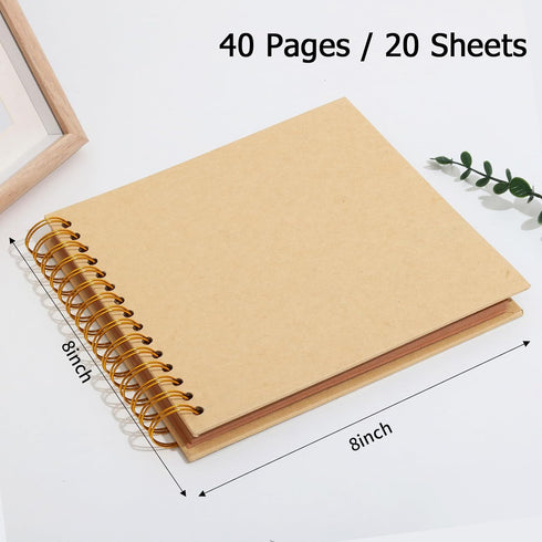 Spbapr Scrapbook 8x8 Inch Scrapbook Album,Thick Kraft Paper Personalized DIY Scrap Book Photo Albums 40 Pages Memory Book for Couple Wedding Famil...