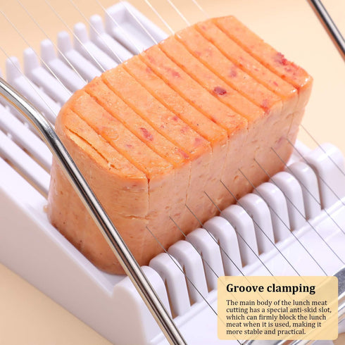 NVTED Slicer, Luncheon Meat Slicer Boiled Egg Fruit Soft Cheese Butter Slicers Cutter, Stainless Steel Wires, Cuts 10 Slices (White)...