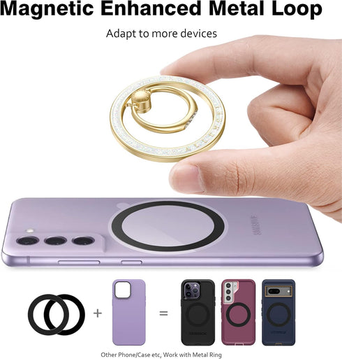 Allengel Compatible with MagSafe Phone Grip Stand, Magnetic Phone Ring Holder with Finger Ring Kickstand for iPhone 15/14/13/12 Pro/Pro Max/Plus M...