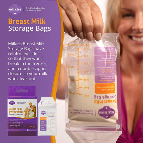 Fairhaven Health Milkies Breast Milk Storage Bags, 50 Count, Presterilized and BPA Free, No Leak and No Break, Easy to use, Freeze up to 6 Ounces...