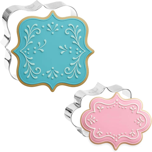 Bakerpan Stainless Steel Plaque Cookie Cutters Shapes, Frame Cookie Cutters for Baking - Set of 2...