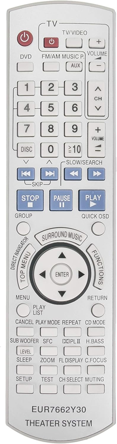 New EUR7662Y30 Replaced Remote Fit for Panasonic DVD Home Theater Sound System SC-HT740 SC-HT940 SC-HT743 SA-HT743 SA-HT940 SA-HT740...