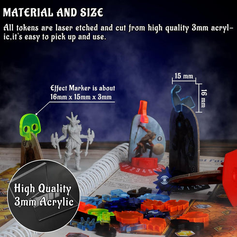 Condition Tokens Set of 60 Acrylic Status Effects Markers Game Accessories for Gloomhaven, Forgotten Circles and Jaws of the Lion...