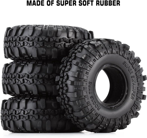 INJORA RC Tires 1.9inch 4Pcs RC Rubber Tyre Set Wheel Tires for 1:10 RC Crawler Axial SCX10 90046 SCX10 III AXI03007 Tamiya CC01 D90 D110...