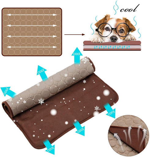 Pet Cooling Mat for Dog Puppy Cat Washable Cooling Pad, Reusable Ice Silk Dog Self Cooling Mat, Pet Sleeping Pad Blanket for Pet Beds Kennels Couc...