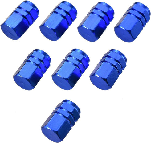 EBOOT 8 Pieces Tire Stem Valve Caps Wheel Valve Covers Car Dustproof Tire Cap, Hexagon Shape (Blue)...