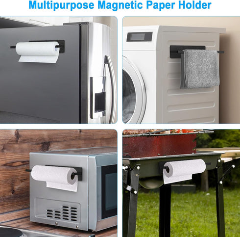 Magnetic Paper Towel Holder for Fridge, Toilet Paper Roll Holder Magnetic Paper Towel Rack Wall Mount Fridge Organizer for Paper Towels Rolls Bath...