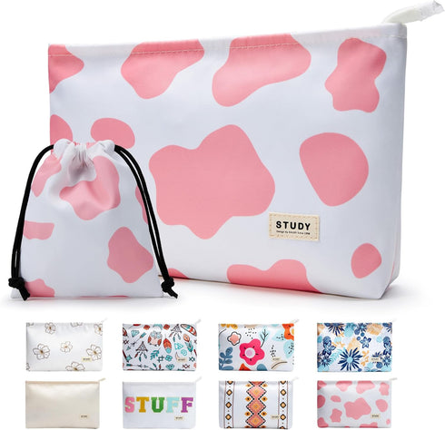 WLLWOO WLLWOO 2pcs Travel Make Up Bags-Cosmetic Bag Nylon Waterproof Large Wide Zipper Coin Purse Travel Toiletry Small Makeup Pouch For Women...