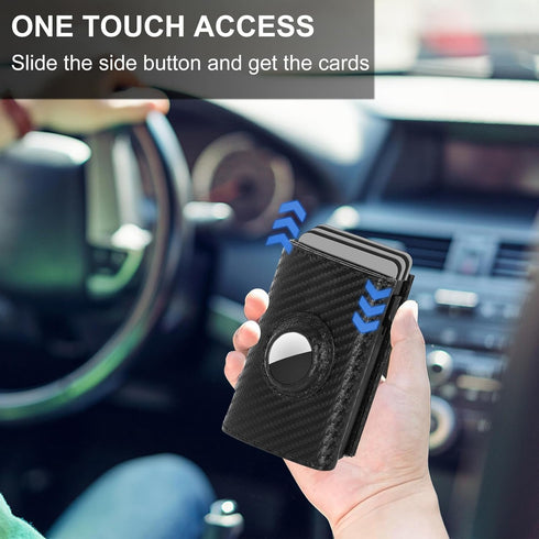 Smart Edge Wallet with Airtag Holder | Card Holder | Pop Up Wallet with Large Card Capacity | Safe Track Wallet with RFID Blocking | Slim, Carbon ...