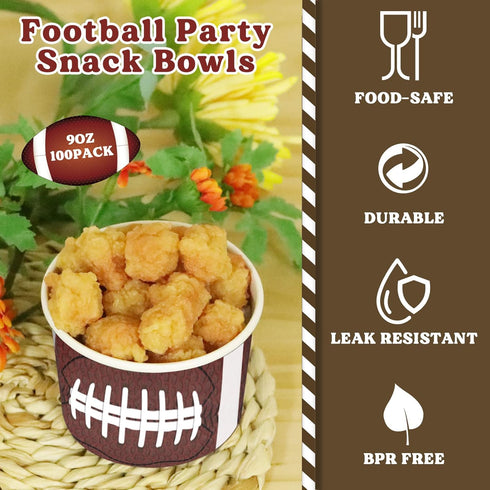 gisgfim Football Party 50Pcs Disposable 9 oz Paper Bowls, Durable Snack Cups for Sports Events, Game Day, Birthday Party Decorations...