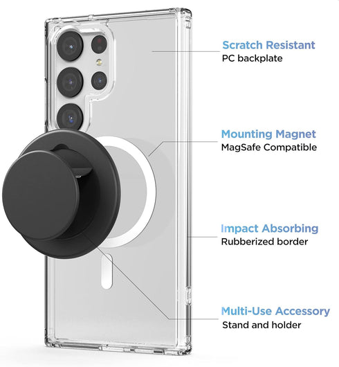 Encased Magnetic Pop Case for Samsung Galaxy S23 Ultra 6.8 (2023) with Magnet Phone Grip Socket (Compatible with MagSafe)...