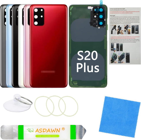Galaxy S20+ Rear Glass Replacement Back Cover Case w/Pre-Installed Camera Lens + All The Adhesive + Tools for Samsung Galaxy S20 Plus 5G SM-G985 S...