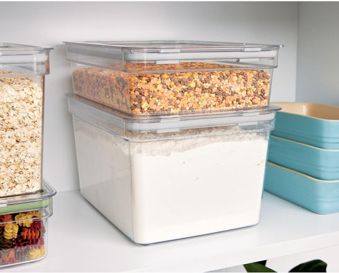 IDESIGN Large Short Dry Goods Storage Bin, The Fresh Collection – 7.85” L x 10.5” H x 3” W, Clear Bin...