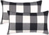 4TH Emotion Set of 2 Farmhouse Buffalo Check Plaid Throw Pillow Covers Cushion Case Polyester Linen for Fall Home Decor Black and White, 12 x 20 I...