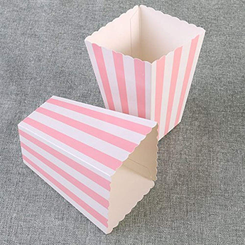 BinaryABC Popcorn Boxes,Stripe Pattern Decorative Dinnerware for Party,11.5 x 5CM,24pcs,Pink...