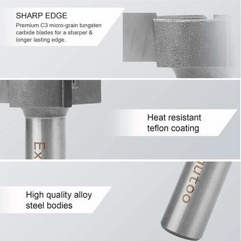 1/2" Shank 1-1/2 inch Cutting Diameter, 1/2 Height T Shape CNC Spoilboard Surfacing Router Bits, Wood Milling Cutter Planing Tool for Woodworking ...