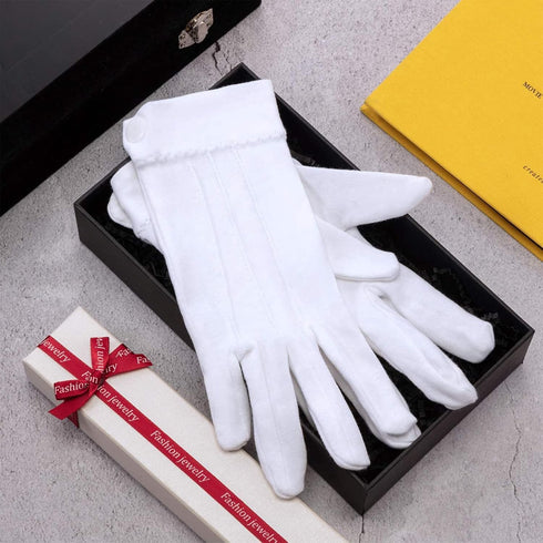 SATINIOR 10 Pairs White Cotton Marching Gloves Formal Tuxedo Guard Parade Gloves...
