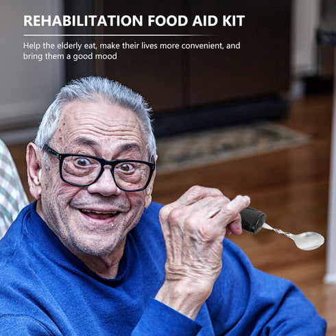 iplusmile 4PCS Adaptive Utensils Built up Bendable Fork Spoon Cutter Teaspoon Easy Grip Silverware for Adults Elderly Disabled Hand Tremors...